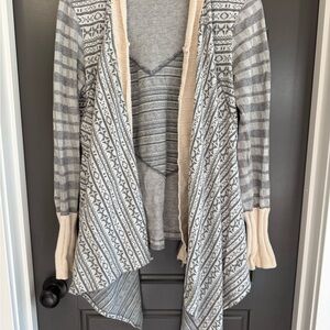 Chic Gray and Cream Women's Cardigan